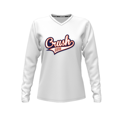 [FTLVCFWH-FYXS-LOGO3] Decker Comfort T-Shirt (Female Youth XS, White, V Neck, Logo 3, Long Sleeve)